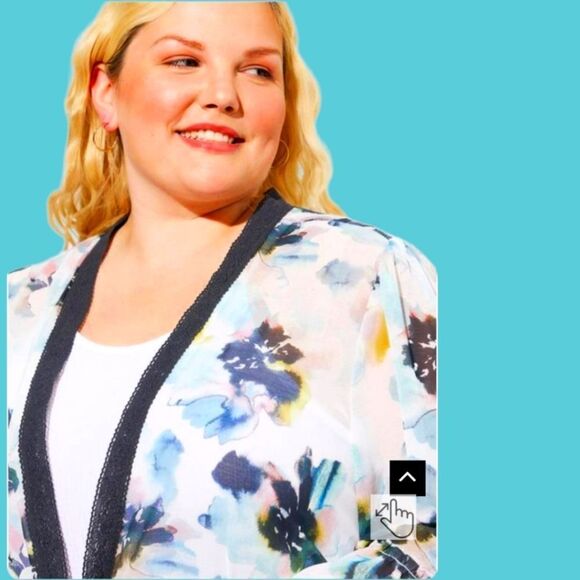 TORRID Textured Plus Size Chiffon Midi Ruffle Kimono. JUST IN! - Picture 7 of 16